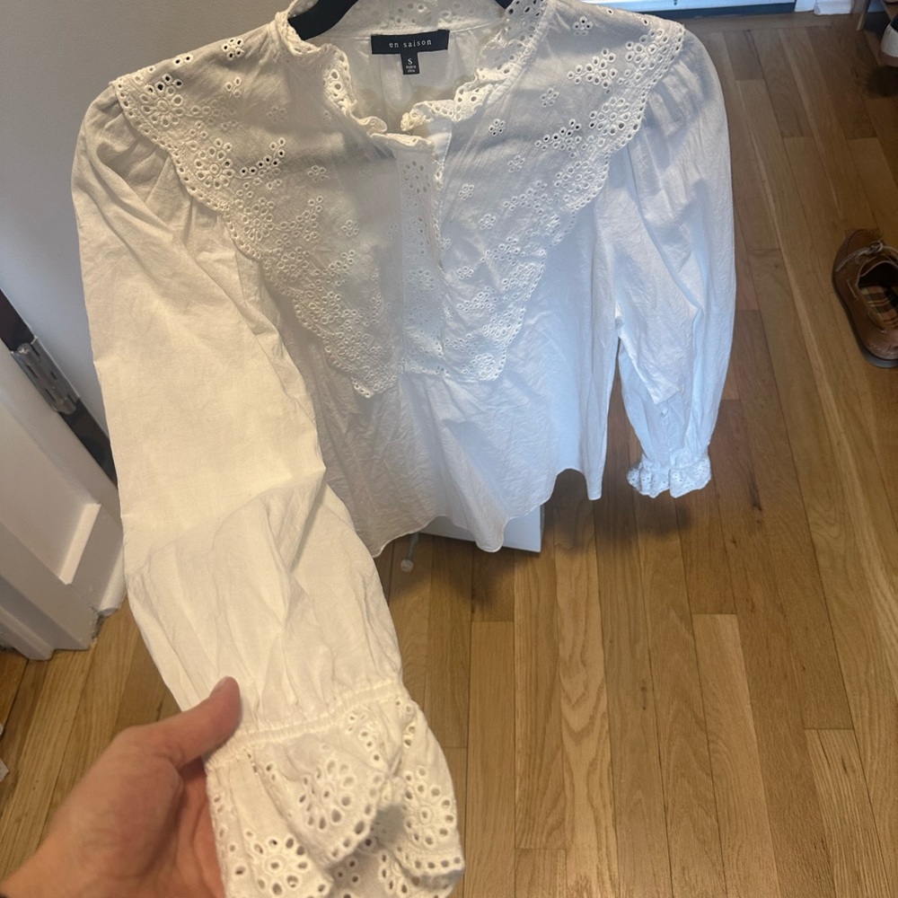 White Ruffled Long Sleeve Blouse